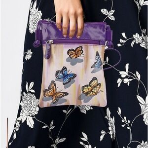 VIVID SUKRITI Purple Traditional Butterfly Pattern Hand‎ Painted Genuine Leather